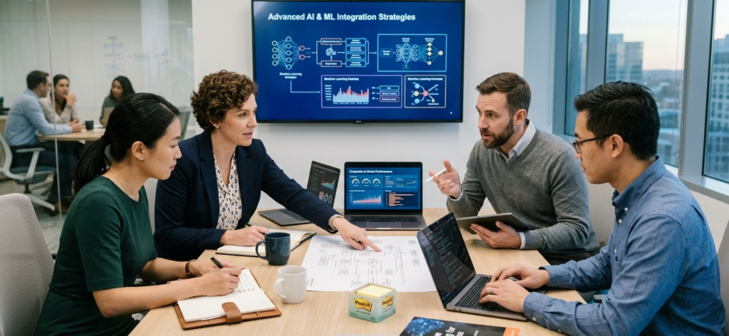 Professionals collaborating during a Corporate AI Training session